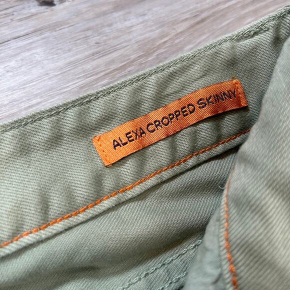 Tory Burch Alexa Cropped Skinny Jeans Green Stretch Denim Mid Rise 26 - Picture 8 of 9